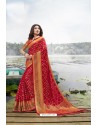 Red Festive Wear Designer Jacquard Silk Saree