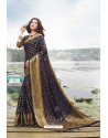 Navy Blue Festive Wear Designer Jacquard Silk Saree