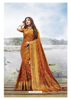 Orange Festive Wear Designer Jacquard Silk Saree