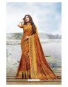 Orange Festive Wear Designer Jacquard Silk Saree