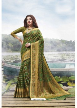 Forest Green Festive Wear Designer Jacquard Silk Saree