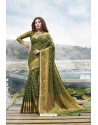 Forest Green Festive Wear Designer Jacquard Silk Saree