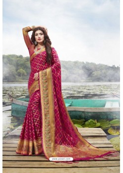 Rani Pink Festive Wear Designer Jacquard Silk Saree