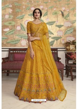 Buy Yellow Barfi Silk And Net Designer Lehenga Choli | Designer Lehenga ...