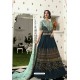 Navy Blue Barfi Silk Designer Lehenga Choli