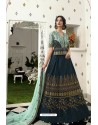 Navy Blue Barfi Silk Designer Lehenga Choli