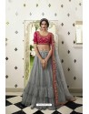 Grey And Pink Net Heavy Designer Lehenga Choli