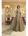 Olive Green Jacquard And Net Designer Lehenga Choli