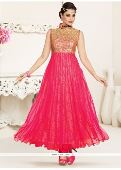 Titillating Hot Pink Anarkali Salwar Suit