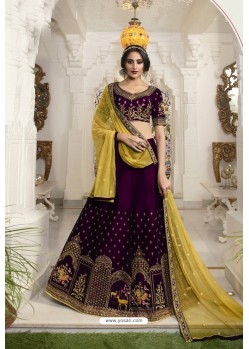 Purple Velvet Heavy Designer Lehenga Choli