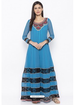 Blue Designer Georgette Party Wear Kurti