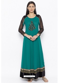 Teal Designer Georgette Party Wear Kurti