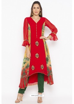 Red Designer Georgette Party Wear Kurti