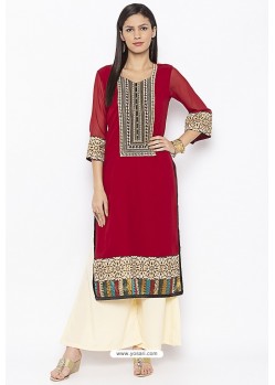 Maroon Designer Georgette Party Wear Kurti