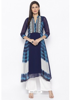 Navy Blue Designer Georgette Party Wear Kurti