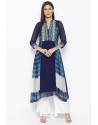 Navy Blue Designer Georgette Party Wear Kurti