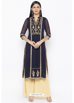 Perfect Navy Designer Georgette Party Wear Kurti