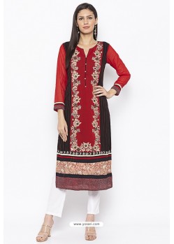 Lovable Red Designer Georgette Party Wear Kurti