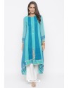 Sky Blue Designer Georgette Party Wear Kurti