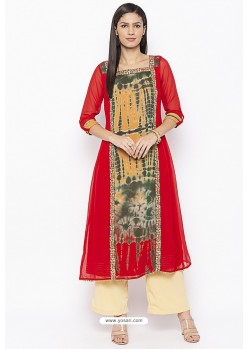 Fancy Red Designer Georgette Party Wear Kurti