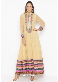 Light Beige Designer Georgette Party Wear Kurti