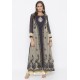 Beige And Navy Designer Net Party Wear Kurti