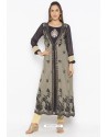 Fashionable Beige And Navy Net Party Wear Kurti