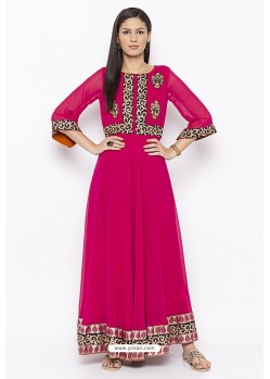 Rani Pink Designer Georgette Party Wear Kurti