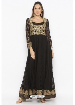 Black Designer Embroidered Net Party Wear Kurti