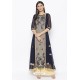 Navy And Grey Designer Net Party Wear Kurti