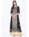 Navy And Grey Designer Net Party Wear Kurti