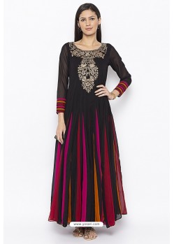 Superb Black Designer Georgette Party Wear Kurti