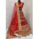 Red Designer Velvet Wedding Wear Lehenga Choli