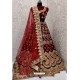 Maroon Designer Velvet Wedding Wear Lehenga Choli