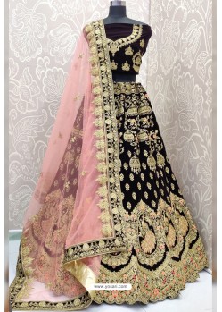 Purple Designer Velvet Wedding Wear Lehenga Choli