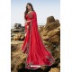 Crimson Party Wear Soft Art Silk Saree