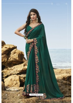 Teal Green Party Wear Soft Art Silk Saree