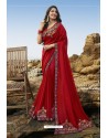 Red Party Wear Soft Art Silk Saree