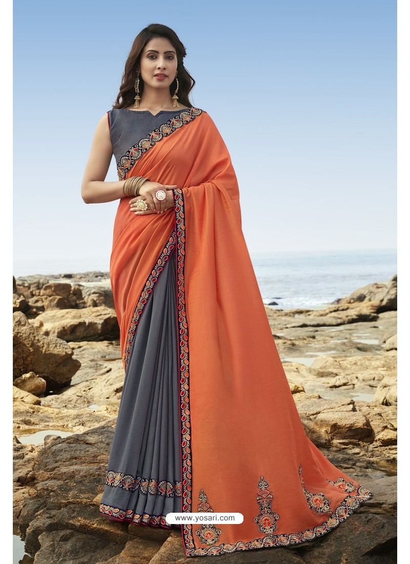 Contrast Blouse Black and Red Combination Saree Online