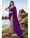 Purple And Beige Party Wear Soft Art Silk Saree