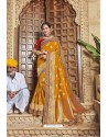 Mustard Designer Satin Jacquard Silk Saree