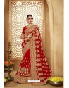 Incredible Red Heavy Designer Georgette Bridal Saree