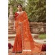 Orange Classic Wear Jacquard Silk Designer Saree