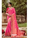 Hot Pink Classic Wear Jacquard Silk Designer Saree