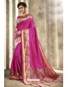 Rani Pink Designer Party Wear Jacquard Silk Saree