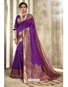 Purple Designer Party Wear Jacquard Silk Saree