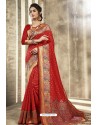 Red Designer Party Wear Jacquard Silk Saree