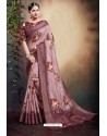 Old Rose Span Cotton Digital Printed Party Wear Saree