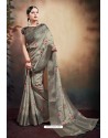 Olive Green Span Cotton Digital Printed Party Wear Saree