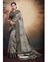 Taupe Span Cotton Digital Printed Party Wear Saree